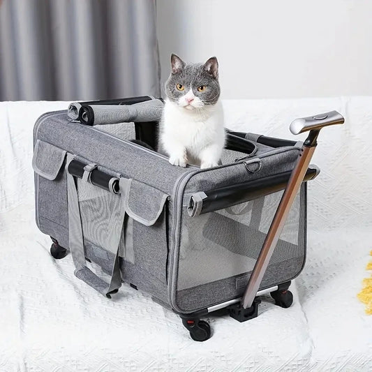 Découvrez la valise de chariot portative extra-large pour animaux de compagnie, l'accessoire idéal pour les propriétaires d'animaux qui aiment voyager. Valise de chariot pour animaux de compagnie, valise portative pour animaux, valise extra-large pour animaux, valise de transport pour animaux, valise ergonomique pour animaux, valise ventilée pour animaux, valise de voyage pour animaux, valise de promenade pour animaux, valise confortable pour animaux.