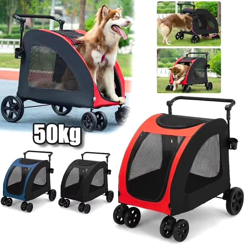 Découvrez notre grand chariot pliable pour chien et chat, conçu pour offrir confort et sécurité à vos animaux de compagnie lors de vos déplacements.&nbsp;Grand chariot pliable, chien, chat, animaux de compagnie, confort, sécurité, capacité de charge, 50 kg, matériaux robustes, durables, stabilité, protection, design pliable, rangement facile, transport pratique, promenades en ville, sorties au parc, voyages, polyvalent, compagnons à quatre pattes.