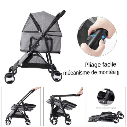 Découvrez notre grande poussette pour animaux de compagnie avec chariot amovible, conçue pour offrir confort et sécurité à vos chiens et chats lors de vos promenades. Grande poussette pour animaux de compagnie, poussette pour chien, poussette pour chat, chariot amovible, poussette animaux, poussette confortable, poussette sécurisée, poussette omnidirectionnelle, poussette pliable, poussette avec frein, poussette pour animaux de taille moyenne.