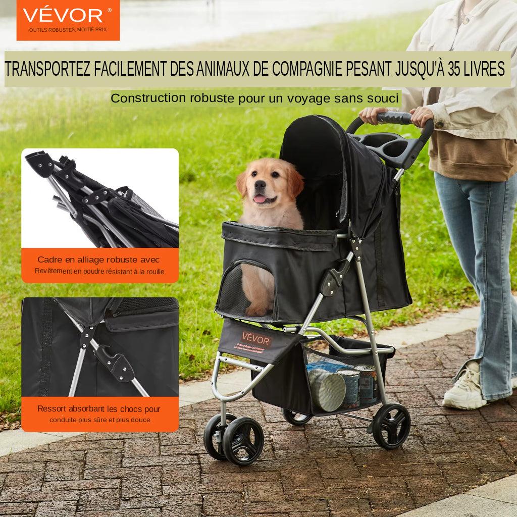 Découvrez la Poussette 3 Roues pour Chien et Chat de VEVOR, l'accessoire idéal pour les promenades confortables et sécurisées avec vos animaux de compagnie. Poussette pour chien, poussette pour chat, poussette 3 roues, poussette pour animal de compagnie, promenade avec chien, promenade avec chat, confort pour animal de compagnie, sécurité pour animal de compagnie, poussette VEVOR, poussette robuste, poussette durable, poussette stable.