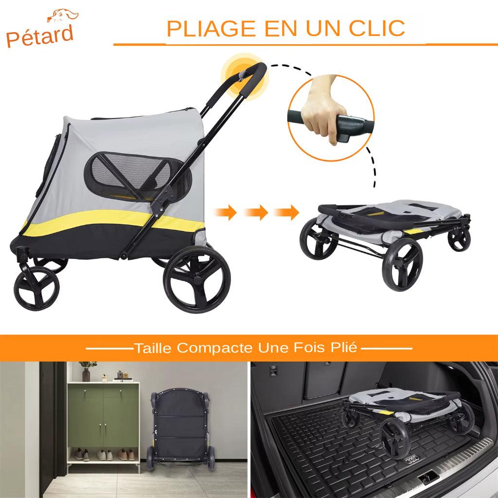 Découvrez la poussette pliable ultra-large pour animaux de compagnie, idéale pour les promenades confortables et sécurisées avec vos compagnons à quatre pattes. Poussette pliable, ultra-large, animaux de compagnie, chiens, chats, promenades, confort, sécurité, matériaux de haute qualité, espace généreux, rangement compact, transport pratique.