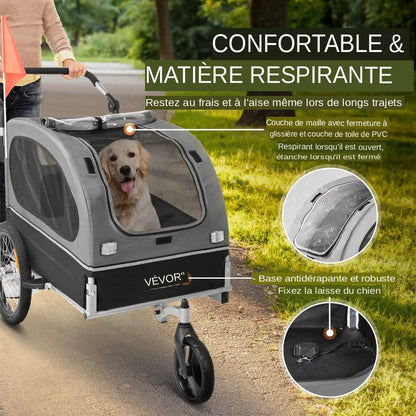 Découvrez la poussette remorque 2 en 1 pour animaux de compagnie, l'accessoire idéal pour les propriétaires de chiens et de chats souhaitant emmener leurs compagnons à quatre pattes partout avec eux.&nbsp;Poussette remorque, 2 en 1, animaux de compagnie, chien, chat, accessoire, promenade, randonnée, vélo, polyvalente, confortable, sécurité, bien-être, plein air, matériaux de qualité, propriétaires de chiens, propriétaires de chats, sorties, activités, compagnon à quatre pattes, pratique, idéal.