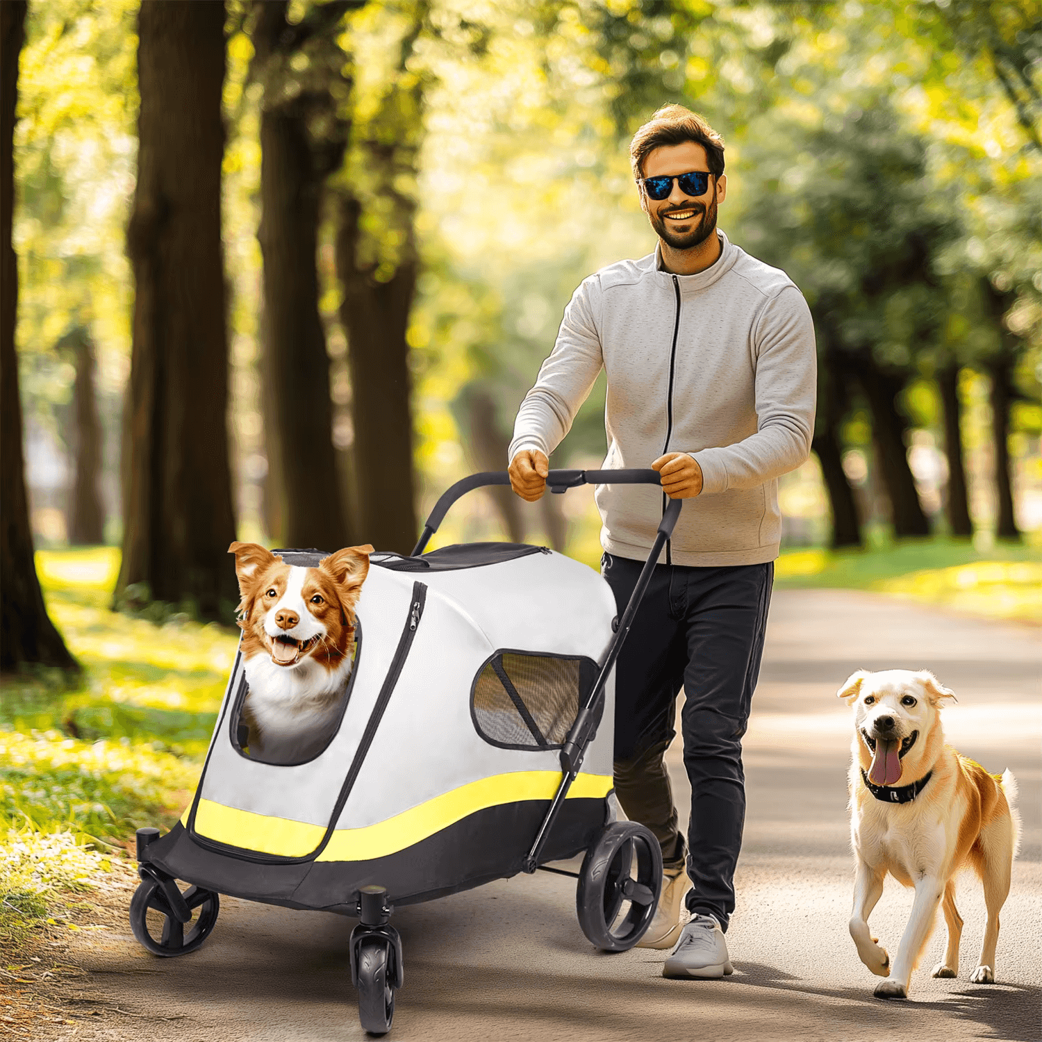 Découvrez la poussette pliable ultra-large pour animaux de compagnie, idéale pour les promenades confortables et sécurisées avec vos compagnons à quatre pattes. Poussette pliable, ultra-large, animaux de compagnie, chiens, chats, promenades, confort, sécurité, matériaux de haute qualité, espace généreux, rangement compact, transport pratique.