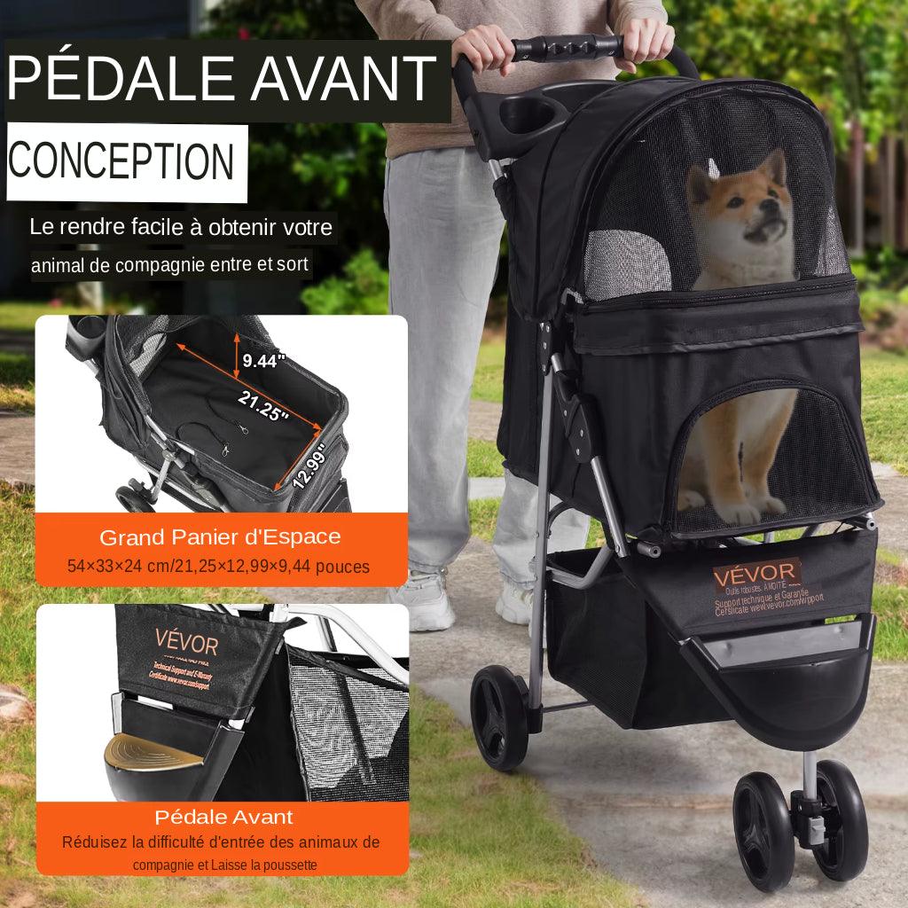 Découvrez la Poussette 3 Roues pour Chien et Chat de VEVOR, l'accessoire idéal pour les promenades confortables et sécurisées avec vos animaux de compagnie. Poussette pour chien, poussette pour chat, poussette 3 roues, poussette pour animal de compagnie, promenade avec chien, promenade avec chat, confort pour animal de compagnie, sécurité pour animal de compagnie, poussette VEVOR, poussette robuste, poussette durable, poussette stable.