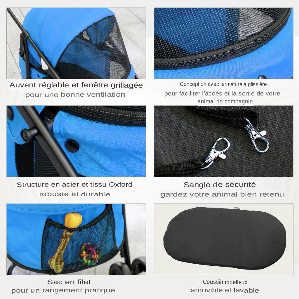 Découvrez le Chariot pliable pour chien, l'accessoire indispensable pour les promenades confortables et sécurisées avec votre animal de compagnie.&nbsp;Chariot pour chien, chariot pliable, chariot pour animal de compagnie, promenade avec chien, confort pour chien, sécurité pour chien, chariot robuste, chariot durable, chariot stable, filet de protection, harnais réglable, chien de petite taille, chien de moyenne taille, chariot pratique.