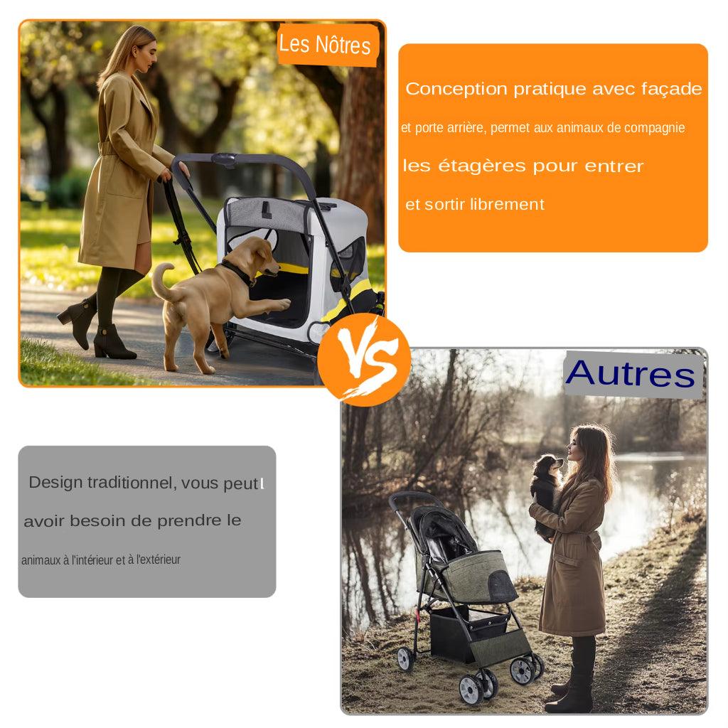 Découvrez la poussette pliable ultra-large pour animaux de compagnie, idéale pour les promenades confortables et sécurisées avec vos compagnons à quatre pattes. Poussette pliable, ultra-large, animaux de compagnie, chiens, chats, promenades, confort, sécurité, matériaux de haute qualité, espace généreux, rangement compact, transport pratique.