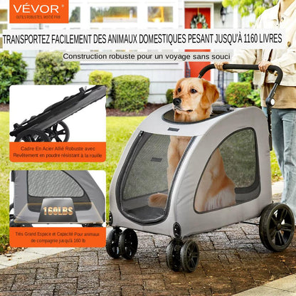 Découvrez le chariot pliable pour grand chien, l'accessoire indispensable pour les propriétaires de chiens de grande taille souhaitant offrir confort et sécurité à leurs compagnons lors des promenades et des sorties. Poussette pliable, grand chien, accessoire, propriétaires de chiens, confort, sécurité, promenade, sortie, facilement pliable, déplacements, rangement, matériaux robustes, durables, utilisation prolongée, stabilité, chiens seniors, chiens en convalescence, longues balades.