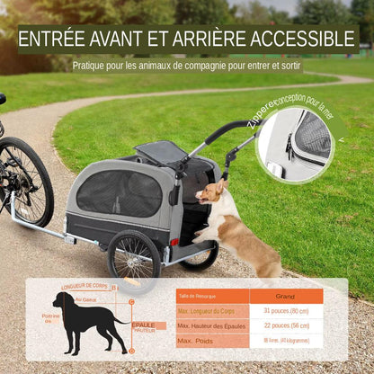 Découvrez la poussette remorque 2 en 1 pour animaux de compagnie, l'accessoire idéal pour les propriétaires de chiens et de chats souhaitant emmener leurs compagnons à quatre pattes partout avec eux.&nbsp;Poussette remorque, 2 en 1, animaux de compagnie, chien, chat, accessoire, promenade, randonnée, vélo, polyvalente, confortable, sécurité, bien-être, plein air, matériaux de qualité, propriétaires de chiens, propriétaires de chats, sorties, activités, compagnon à quatre pattes, pratique, idéal.